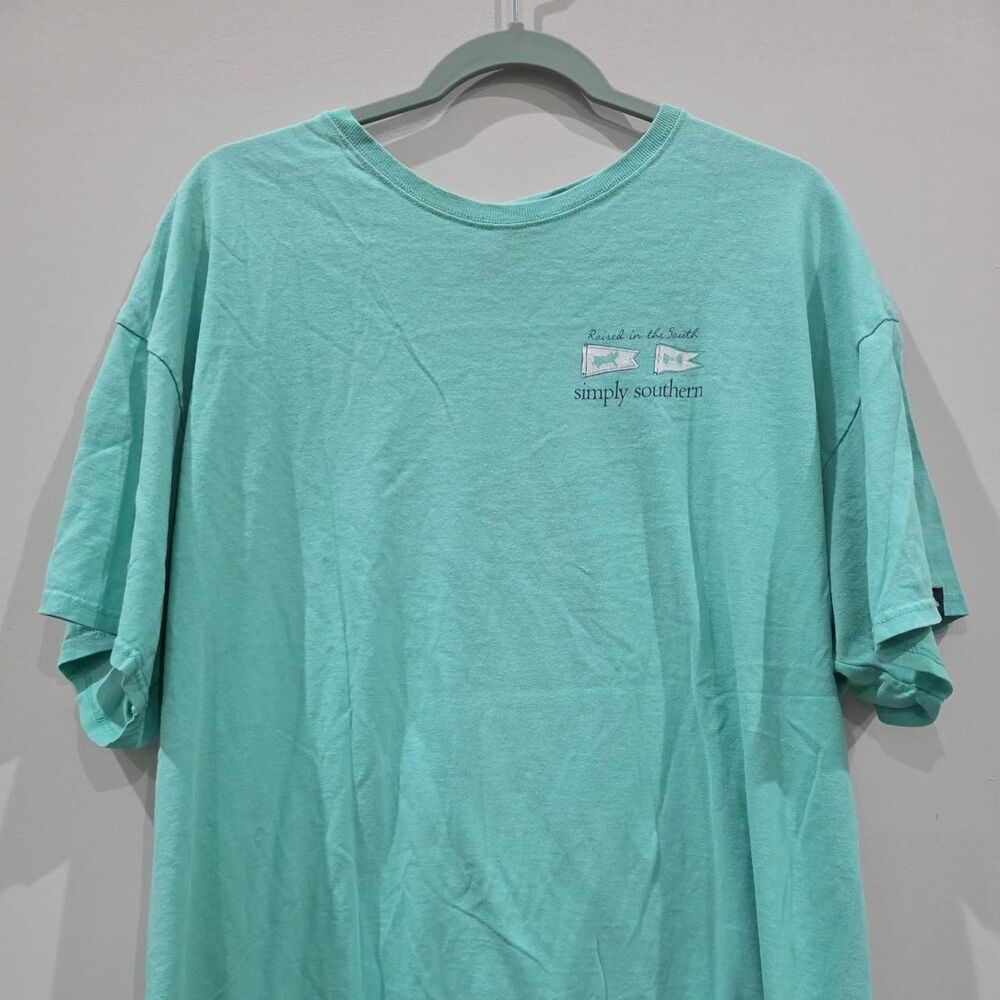 Simply-southern Women's Blue and Green T-shirt